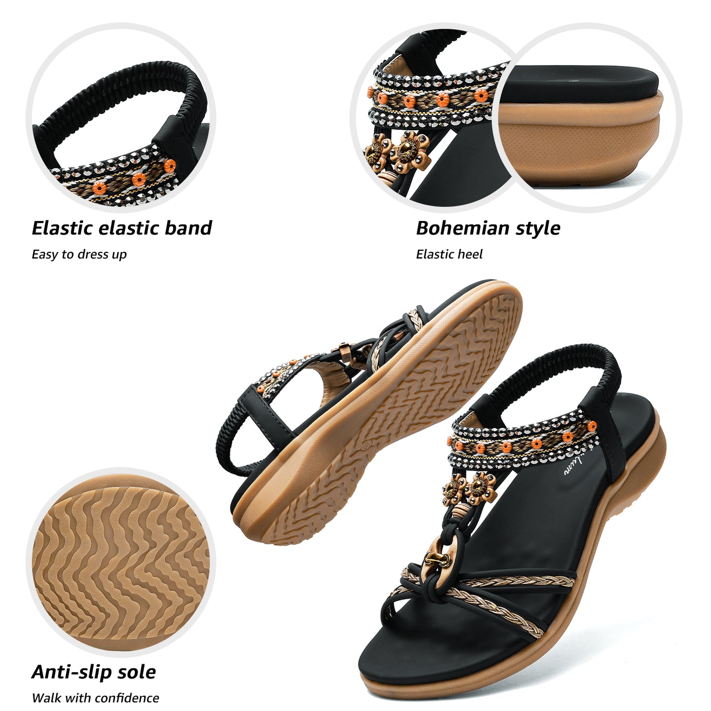 Littleplum Women Arch Support Bohemian Summer Flip Flops Sandals