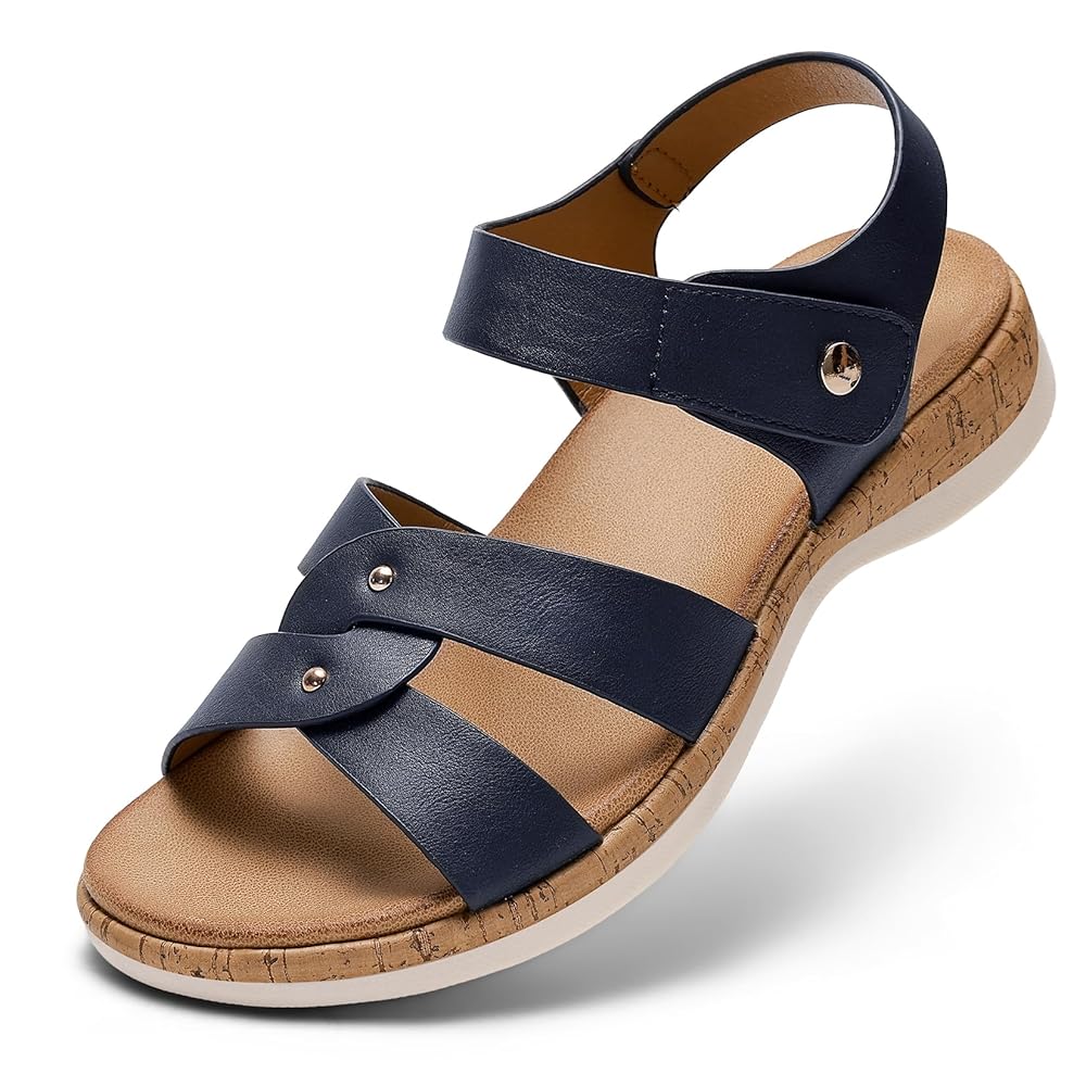 Littleplum Women Arch Support Open Toe Adjustable Flat Sandals