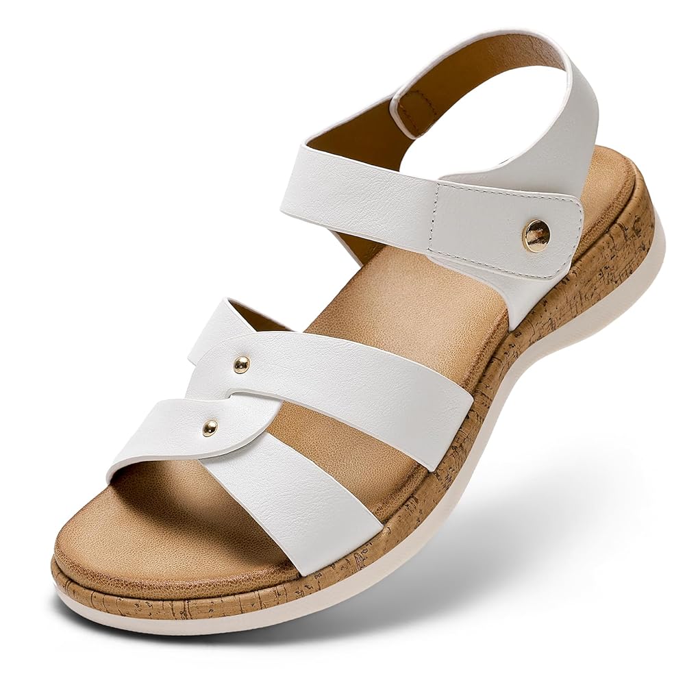Littleplum Women Arch Support Open Toe Adjustable Flat Sandals