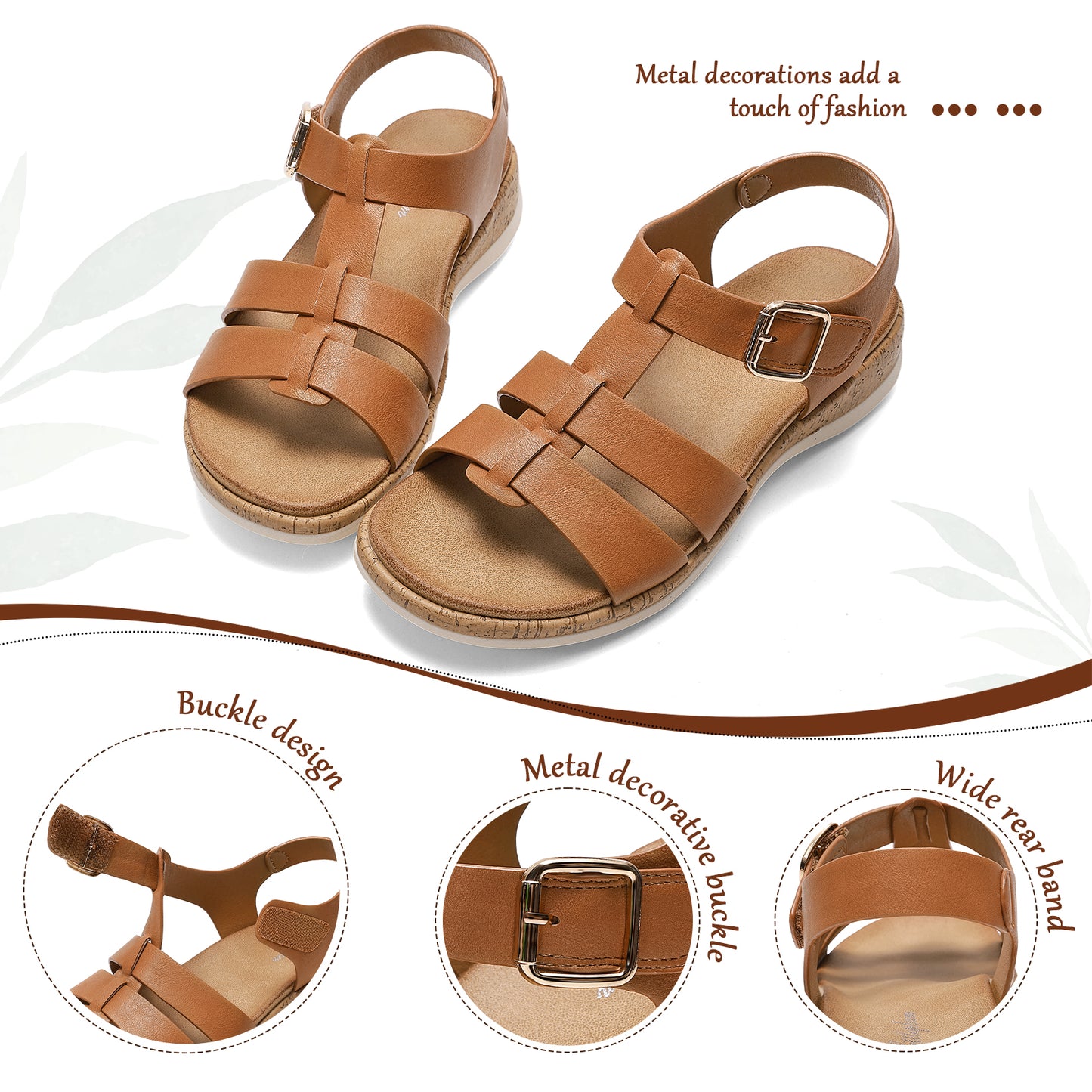 Littleplum Women Gladiator Orthopedic Arch Support Adjustable Sandals