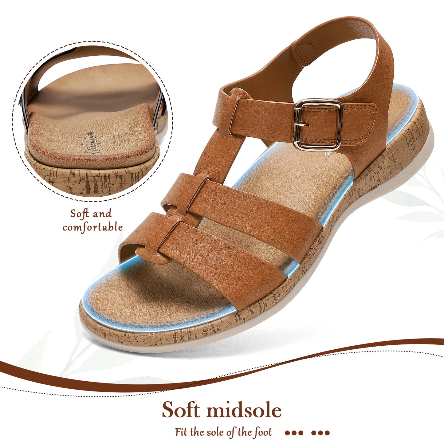 Littleplum Women Gladiator Orthopedic Arch Support Adjustable Sandals