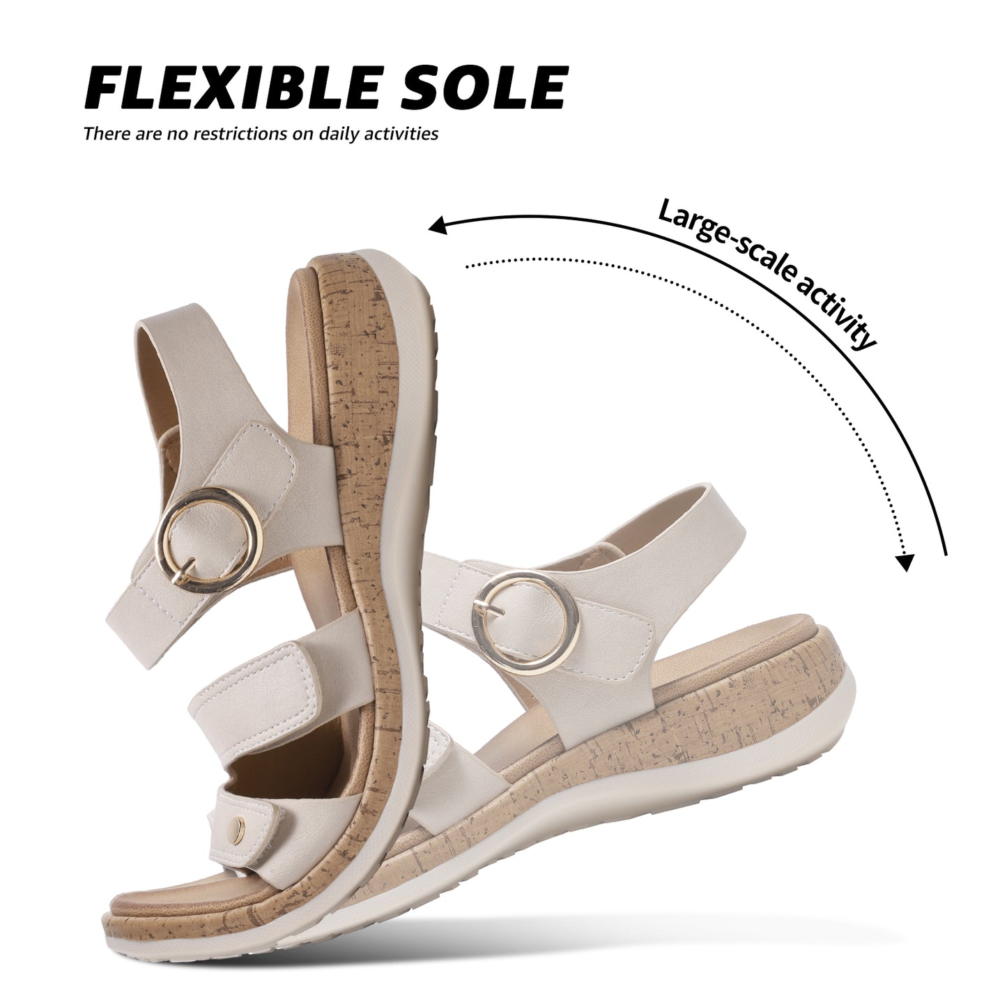 Littleplum Women Arch Support Open Toe Adjustable Casual Sandals