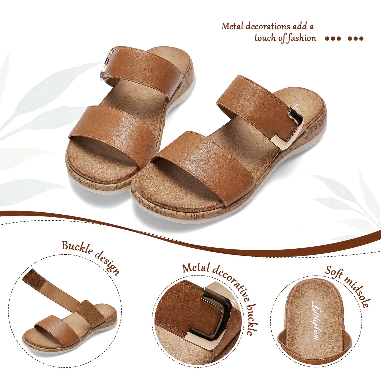 Littleplum Women Arch Support Soft Cushion Slip On Slides Sandals