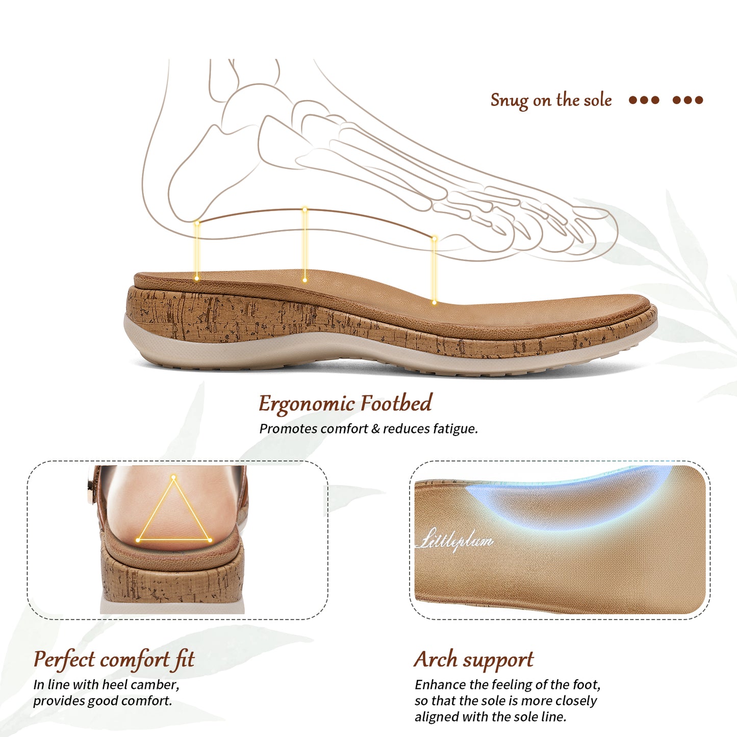 Littleplum Women Orthotic Arch Support Adjustable Flat Sandals