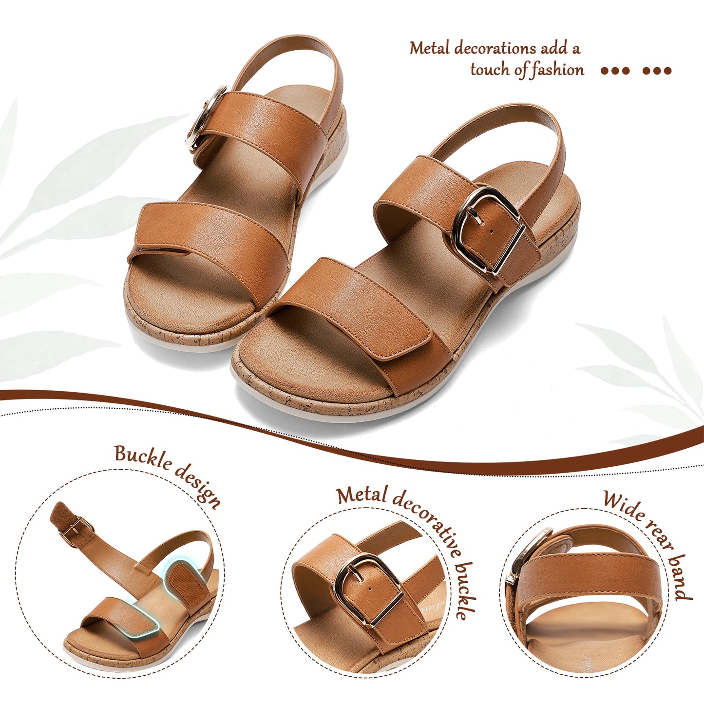 Littleplum Women Orthotic Arch Support Adjustable Flat Sandals