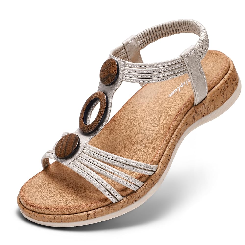 Littleplum Women Arch Support Open Toe Low Wedge Casual Sandals