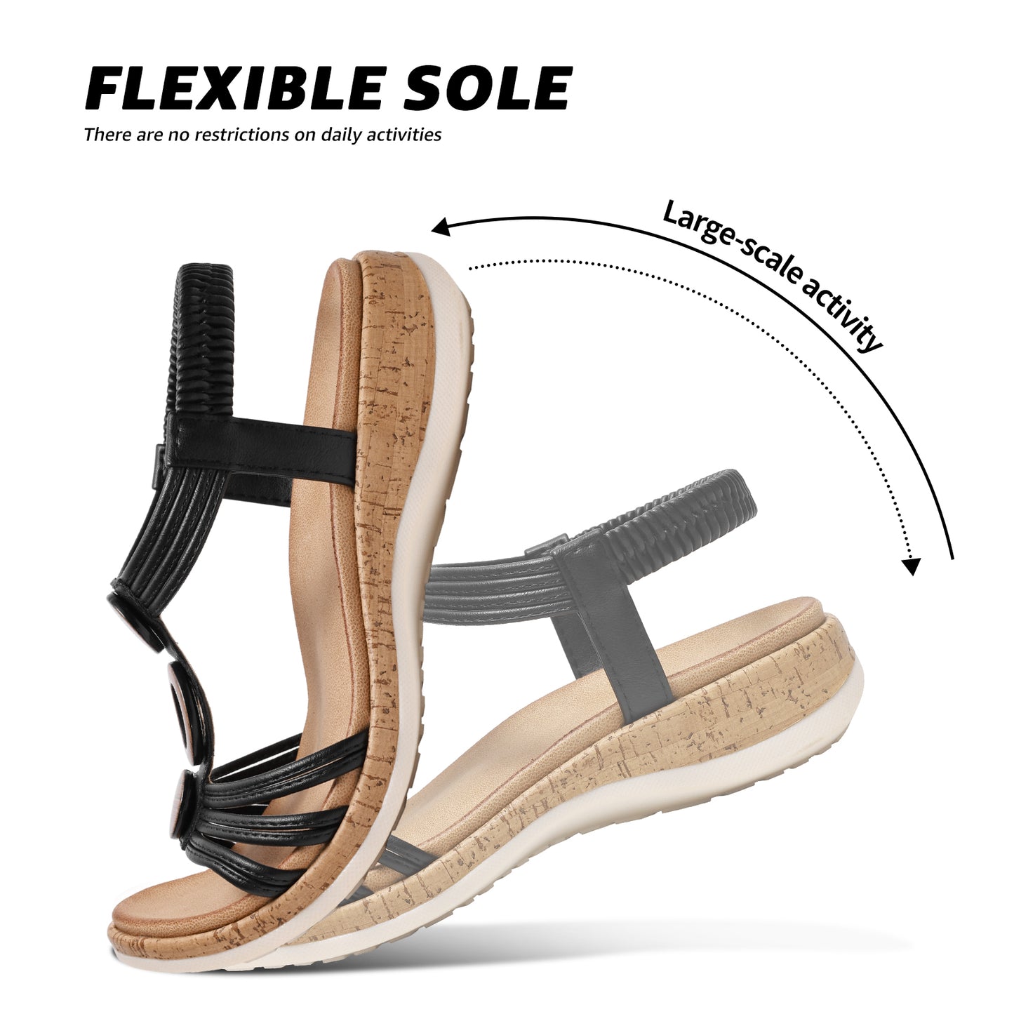 Littleplum Women Arch Support Open Toe Low Wedge Casual Sandals