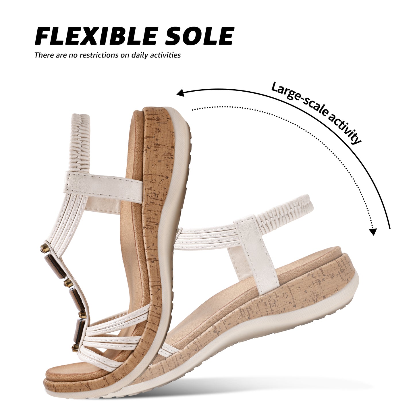 Littleplum Women Arch Support Open Toe Low Wedge Casual Sandals