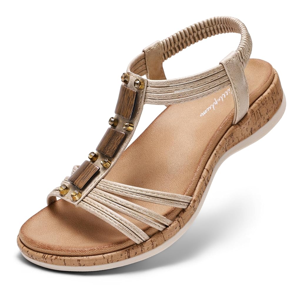 Littleplum Women Arch Support Open Toe Low Wedge Casual Sandals