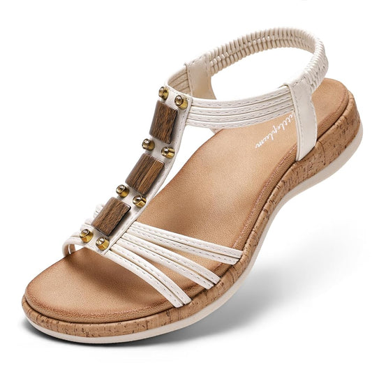 Littleplum Women Arch Support Open Toe Low Wedge Casual Sandals
