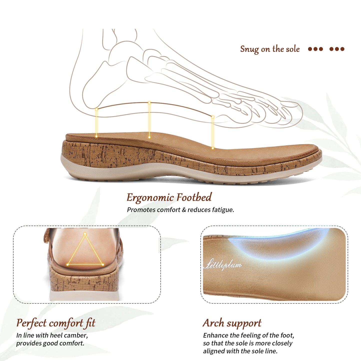 Littleplum Women Adjustable Arch Support Slip On Summer Slides Sandals