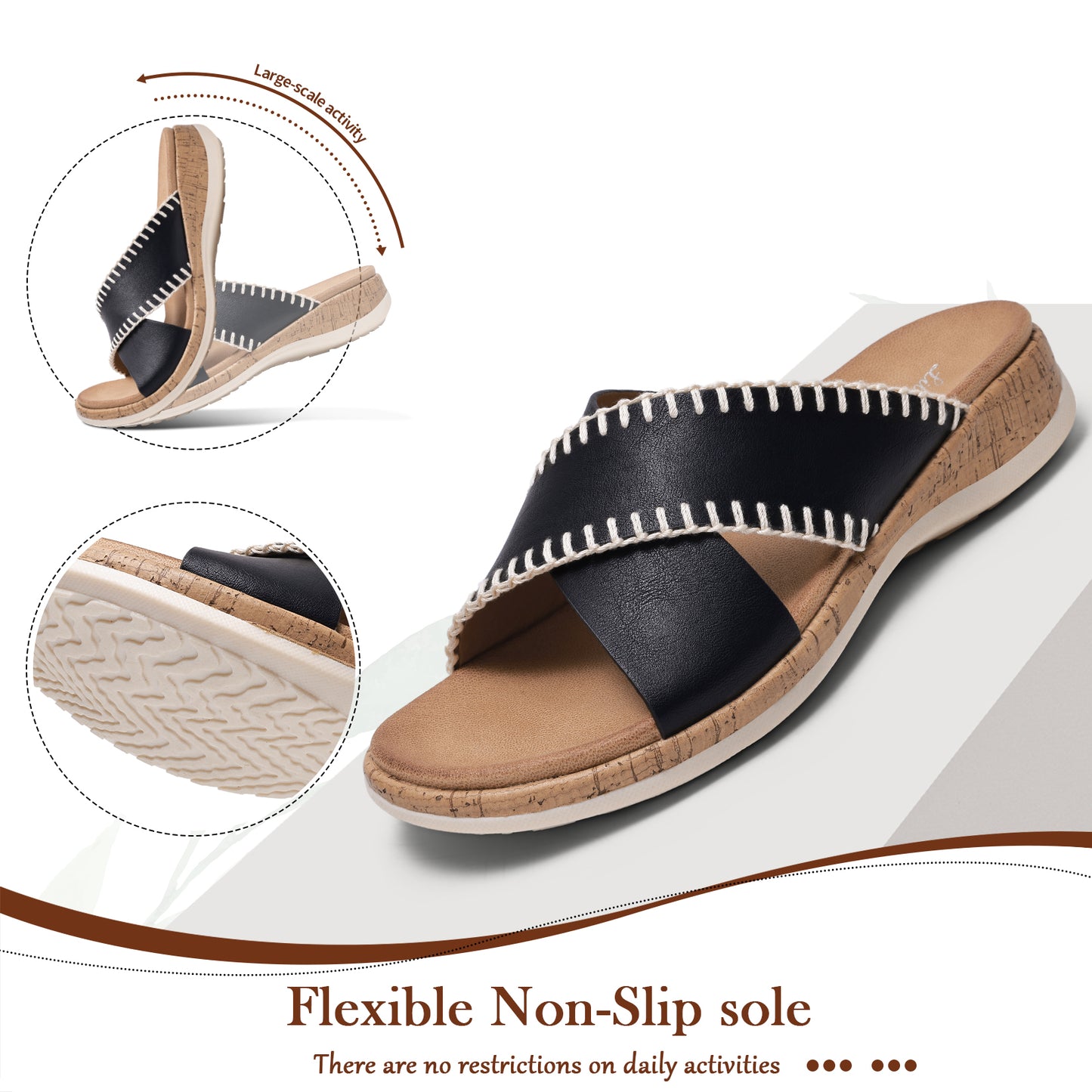 Littleplum Women Orthotic Arch Support Adjustable Slip On Sandals