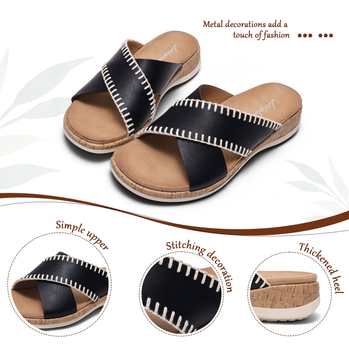 Littleplum Women Orthotic Arch Support Adjustable Slip On Sandals