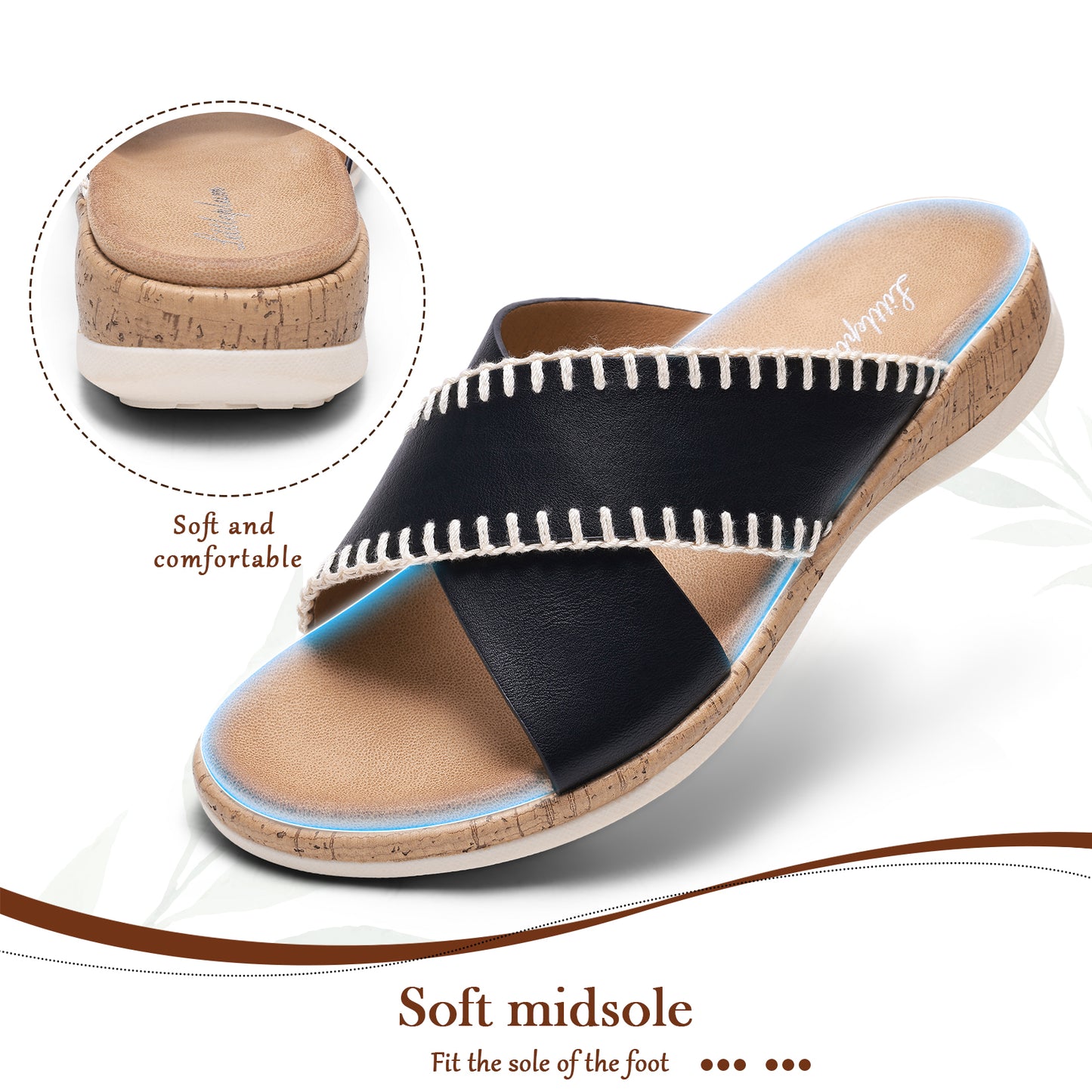Littleplum Women Orthotic Arch Support Adjustable Slip On Sandals