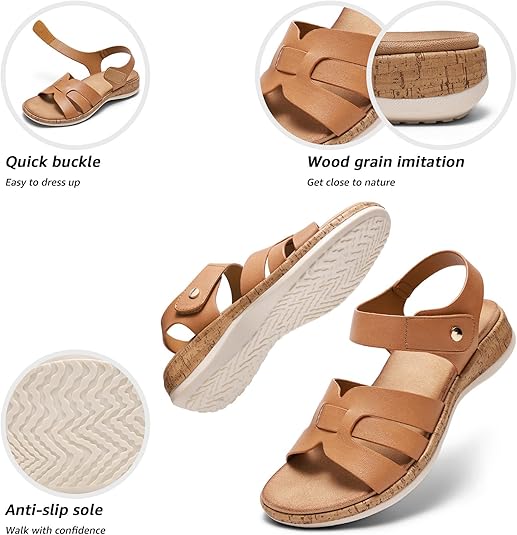 Littleplum Women Arch Support H-Band Adjustable Dressy Sandals
