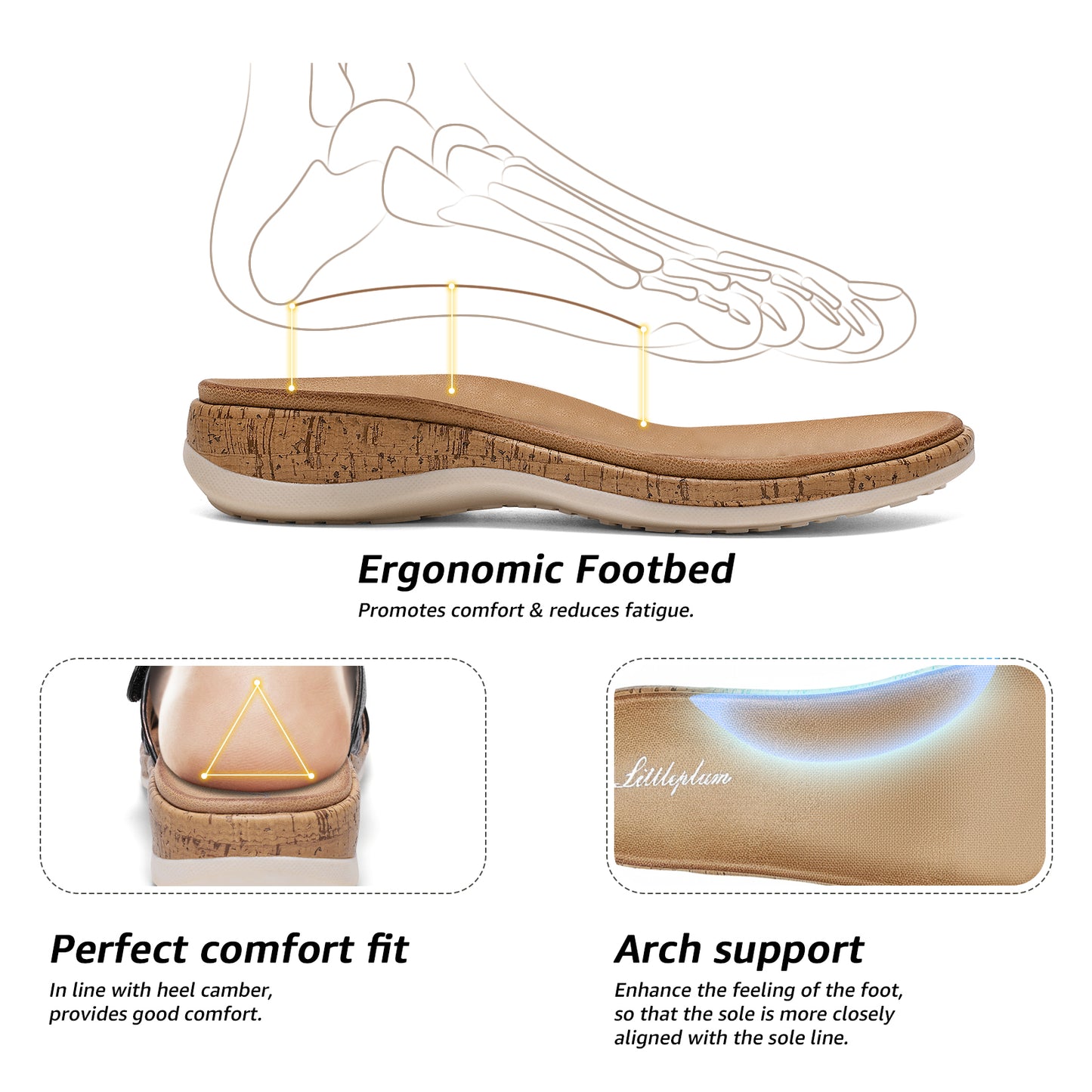 Littleplum Women Arch Support Open Toe Orthotic Slide Sandals