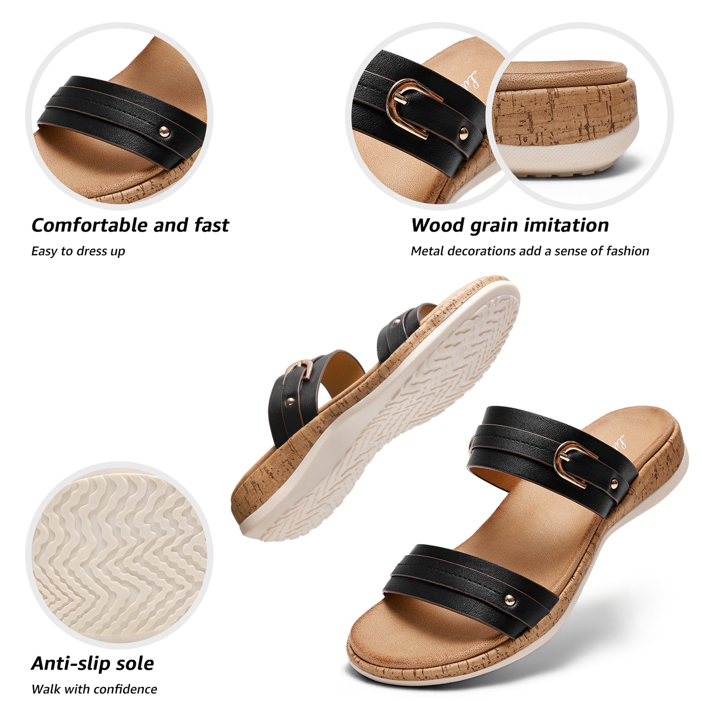 Littleplum Women Arch Support Open Toe Orthotic Slide Sandals