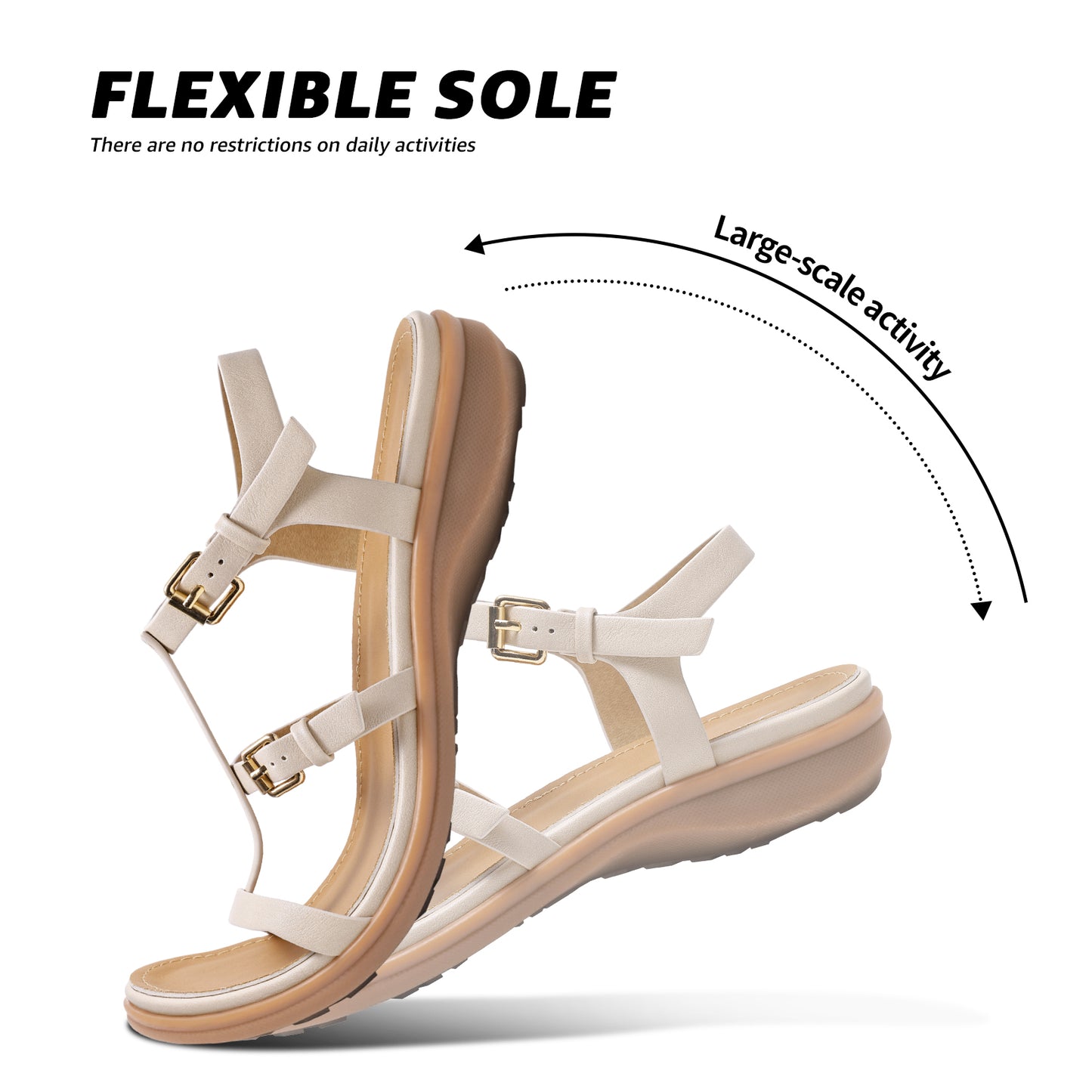 Littleplum Women Arch Support Open Toe Adjustable Casual Sandals