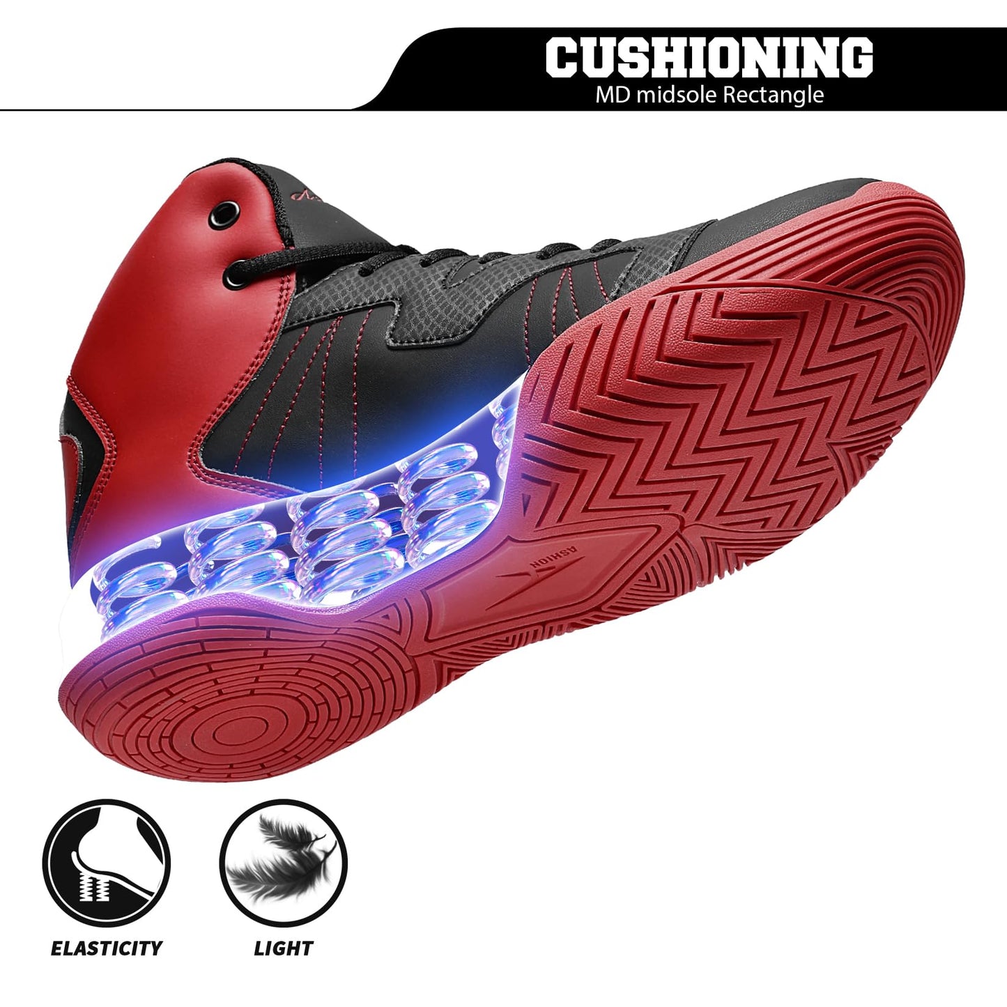ASHION Unisex Kids High Top Basketball Shoes Breathable Cushion Sneakers